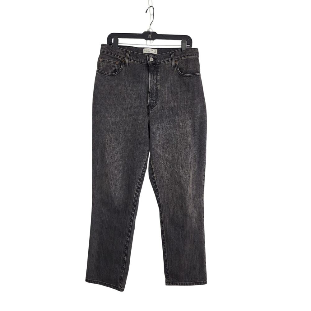 Abercrombie & Fitch Curve Love 90s Straight Jeans‎ 12 Short Gray Ultra High Rise